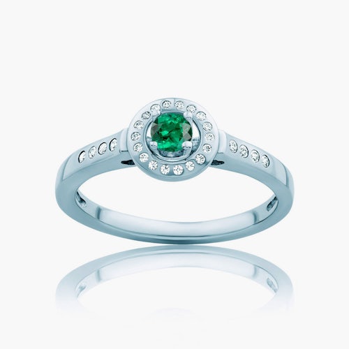 Pierścionek Secret Garden: białe złoto, szmaragd